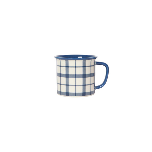 the Heritage Mug in Belle Plaid! With a timeless plaid pattern and contrasting rim.