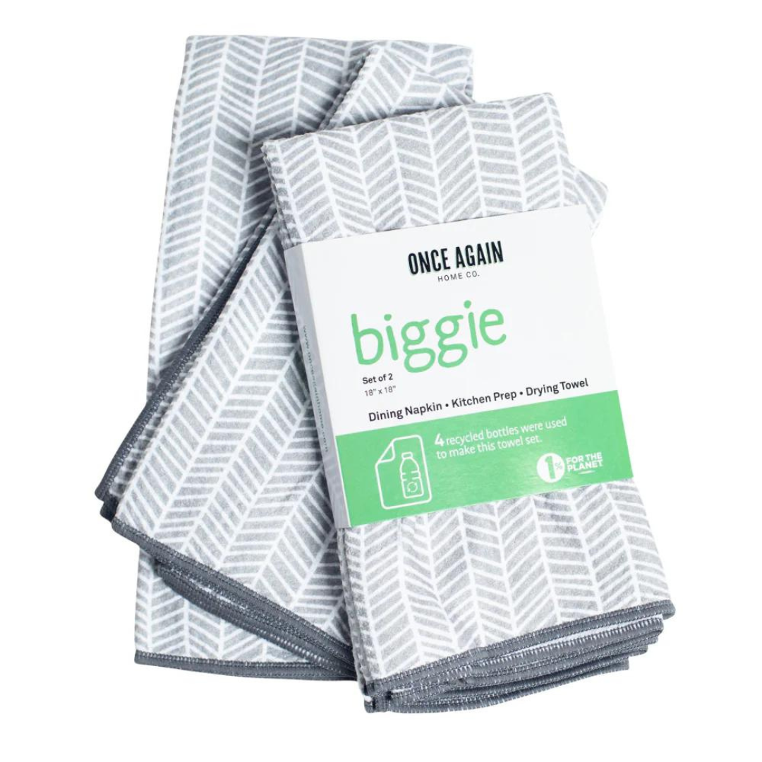 Introducing our Biggie - the ultimate superhero of reusable napkins and prep towels! Crafted with top-notch fabric, these generously-sized, wrinkle-resistant, absorbent, and soft cloths are perfect for both dining and kitchen duties. And for even more style points, add them to your guest bathroom tray. Plus, not only are our Biggies eco-friendly and durable, but they also help you save money and reduce waste. Join the sustainability squad and make the switch to our Biggies today!