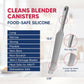 gray spurtle tool for blender canisters with features listed on a white background