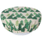 Round bowl cover with green tree pattern on a white background