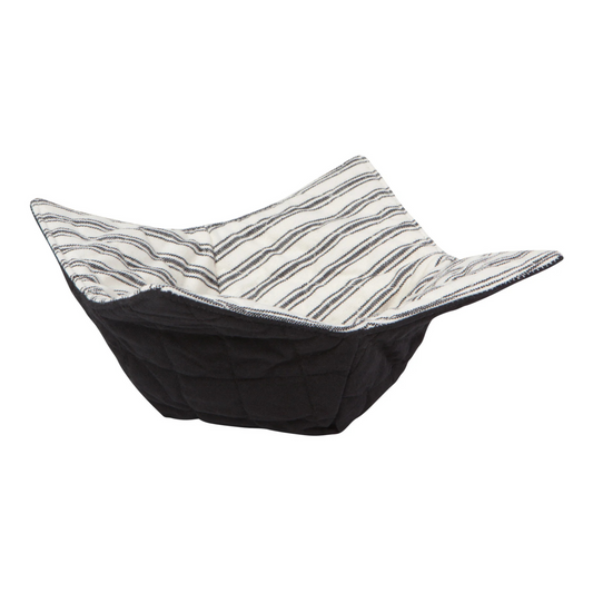 Black and white striped hammock on a white background
