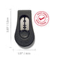 Black bottle opener with measurements and 'Patent Pending' stamp on a white background