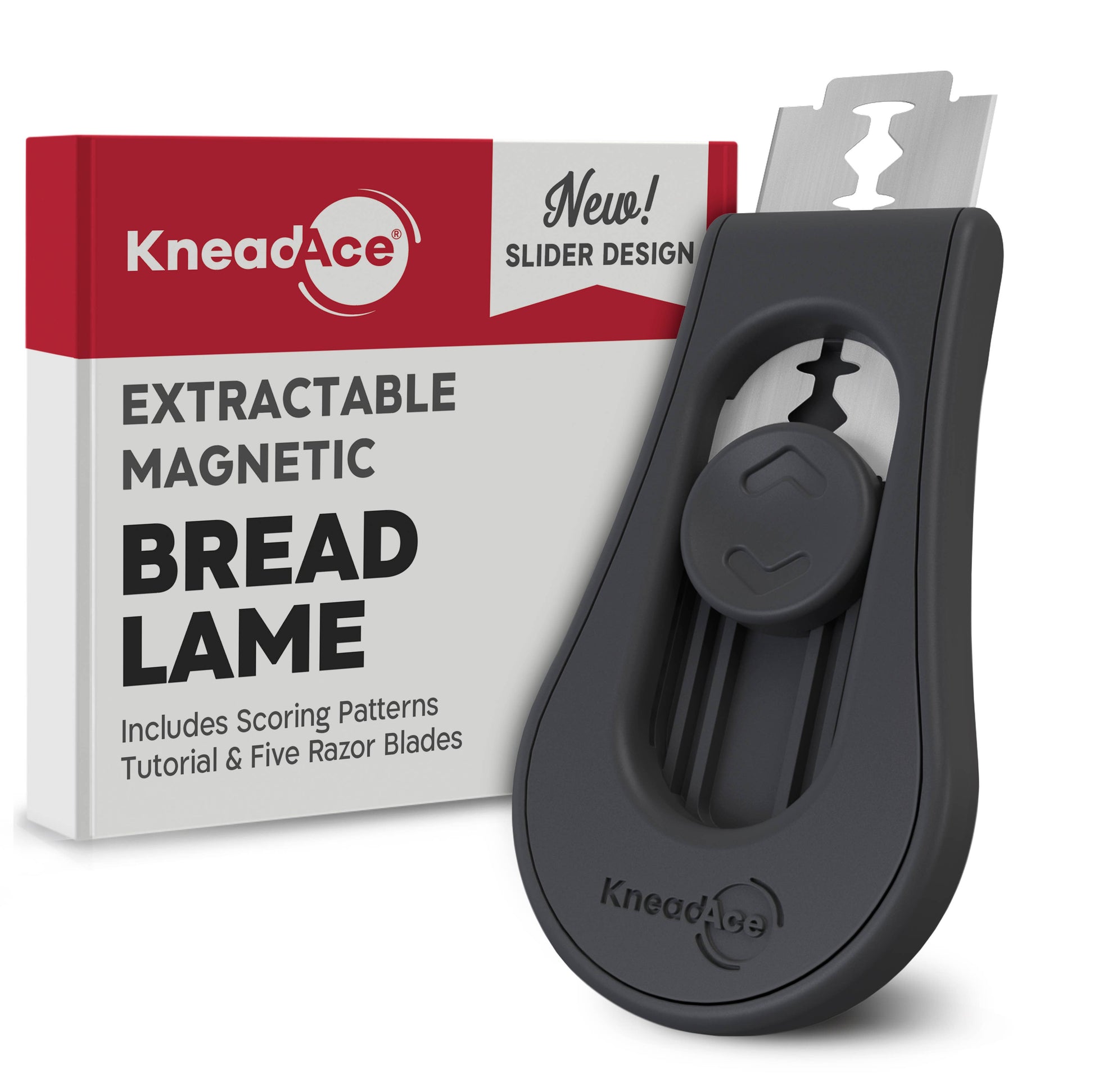 KneadAce extractable magnetic bread lame with packaging on a white background