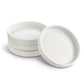 Set of white ceramic bowls on a white background