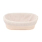 Round bread proofing basket with beige interior and rim on a white background