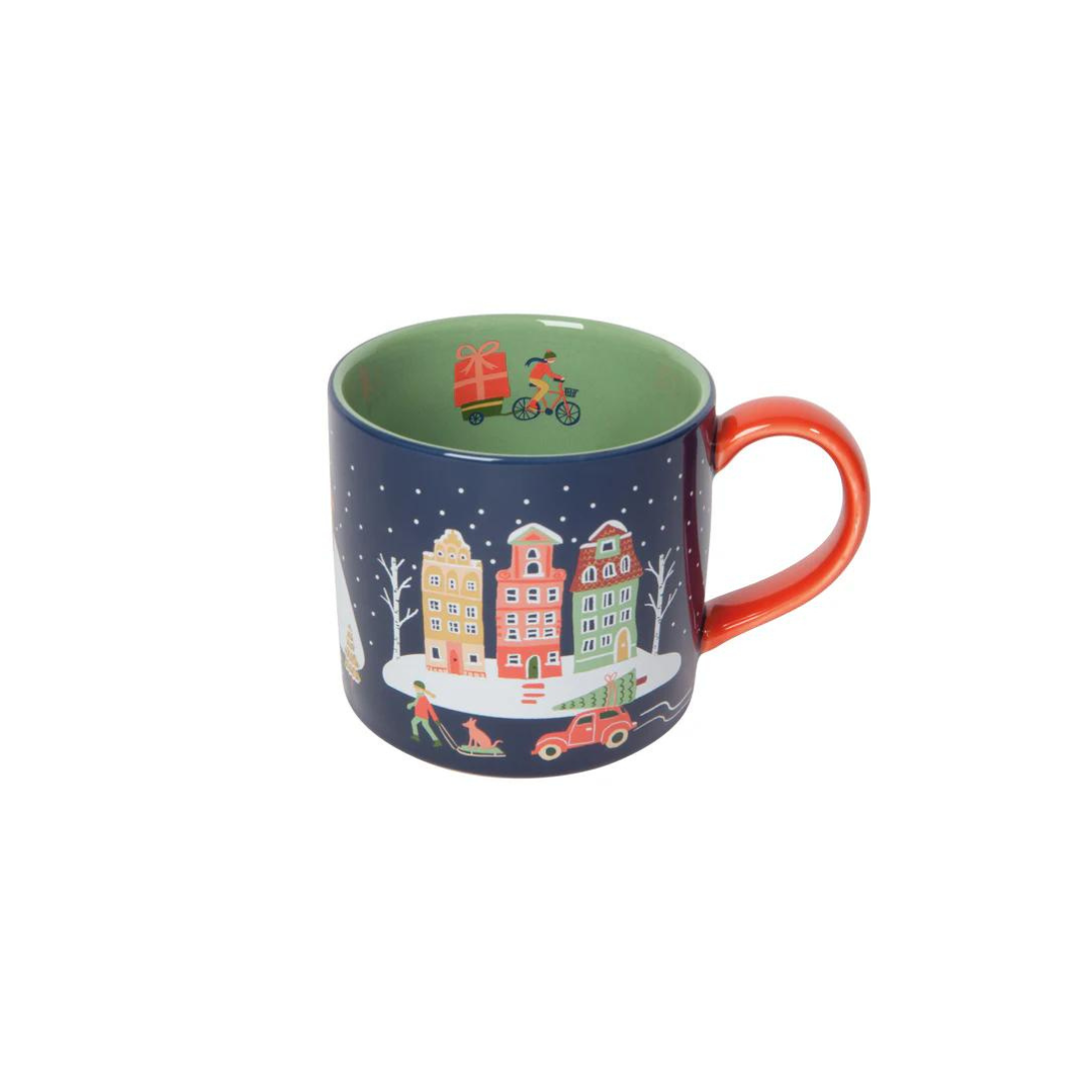 f Candy Cane Lane with the Danica Jubilee Mug in a Box set! Nestled in a cozy winter wonderland of twinkling lights and starry skies, this ceramic mug and gift box set brings holiday cheer to every sip. The 14-ounce stoneware mug features delightful designs that brighten up the season and comes in a giftable box perfect for stashing trinkets and treasures long after the holidays. 