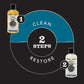 Chart showing the two step recommended process of cast iron soap followed by cast iron oil