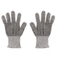 Pair of gray cut-resistant gloves on a white background