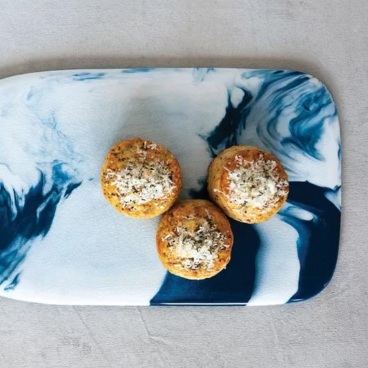 Creative Co-Op Ceramic Blue Marble Glaze Cheese Board