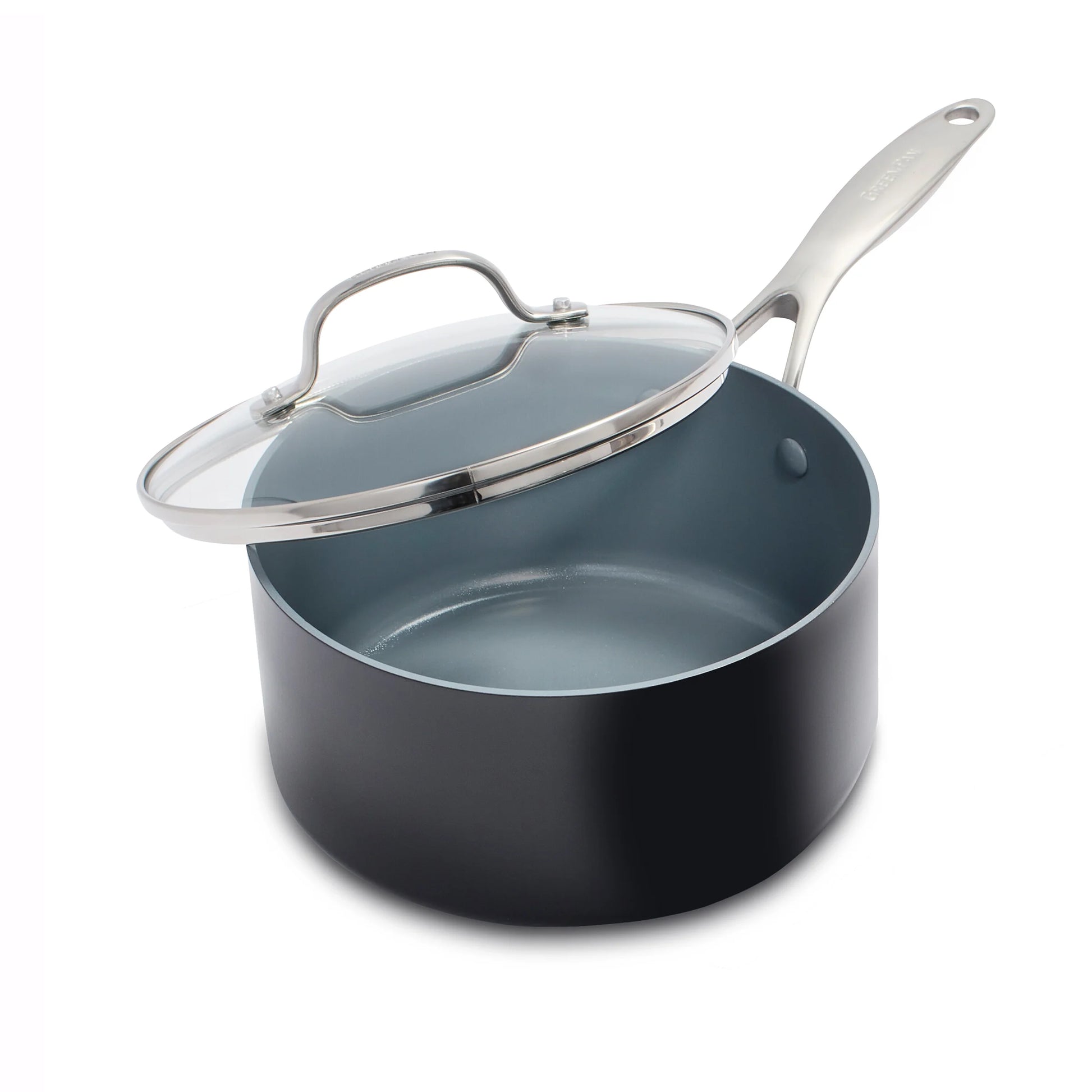 Perfect for simmering sauces, warming soups, or prepping small sides, the Valencia Pro 2-Quart Saucepan is a compact powerhouse in the kitchen. Crafted from hard anodized aluminum for superior strength and durability, it features a diamond-infused ceramic nonstick coating that delivers effortless release and quick cleanup—no soaking required.