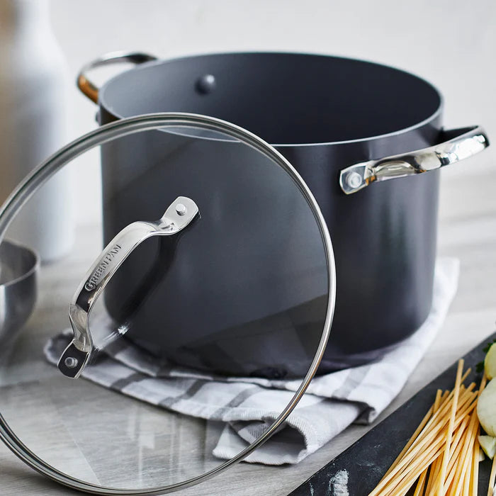 Whether you're simmering soups, crafting a seafood boil, or preparing a big batch of your favorite stew, the Valencia Pro 8-Quart Stockpot is built for the job. Made from duoforged hard anodized aluminum, it's incredibly strong, scratch-resistant, and ready to handle daily use with ease. 