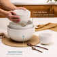 White ceramic bowls with non-slip base feature on a kitchen counter.