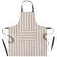 Striped apron with black straps on a white background