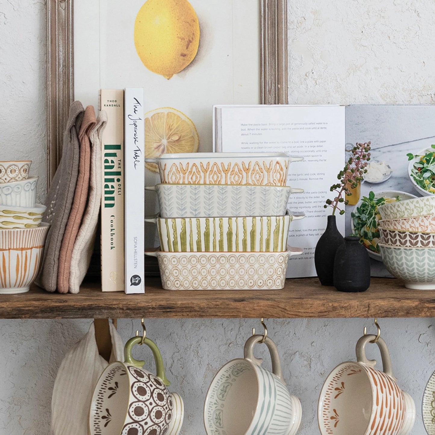 Hand-Stamped Stoneware Baker - Circle Pattern