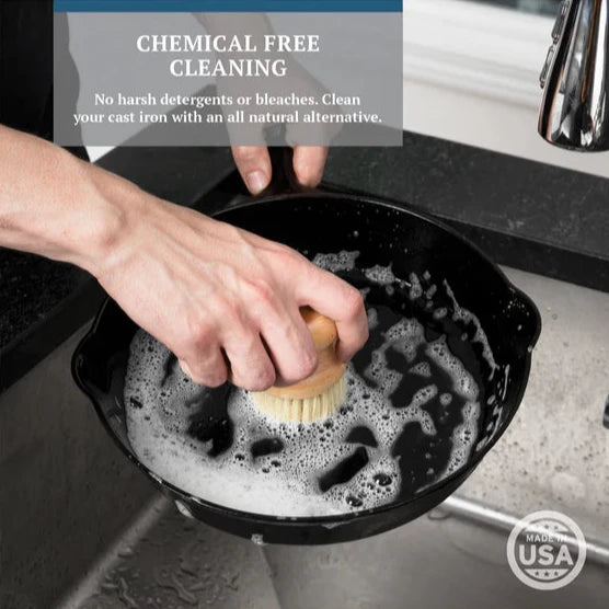 Chemical free cleaning no harsh detergents or bleaches. clean your cast iron with an all natural alternative.