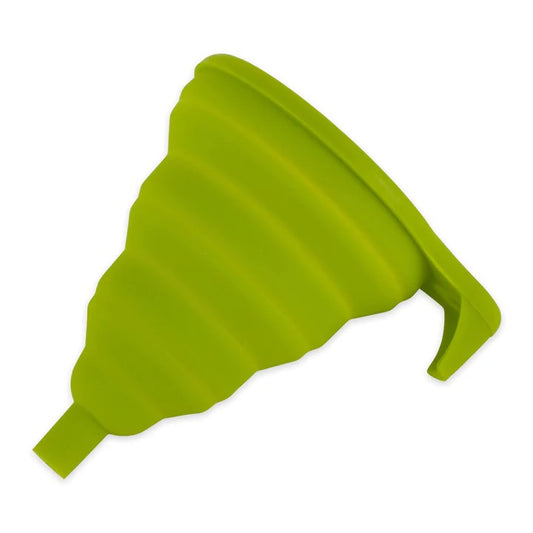 The Collapsible Silicone Funnel is made with high grade, heat and cold-resistant silicone. able to withstand 480F down to -40F. Easy to pour and narrow flexible spout fits in most jars. Collapsible accordion pleats ensure flatten for compact storage. Ideal for small to medium sized containers