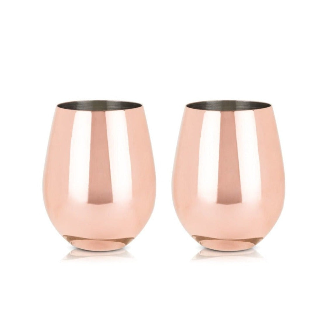 Savor Sauvignon Blanc and Chardonnay from an eye-catching pair of stemless copper tumblers. Each polished and perfectly rounded to fit the curve of your palm, these mirror-finished metal glasses collect and intensify the aromas of your drink for an appetizing taste every time. A fun way to show off your wine-tasting skills! Throw in a few wine facts and you've got yourself the makings of a successful wine night.