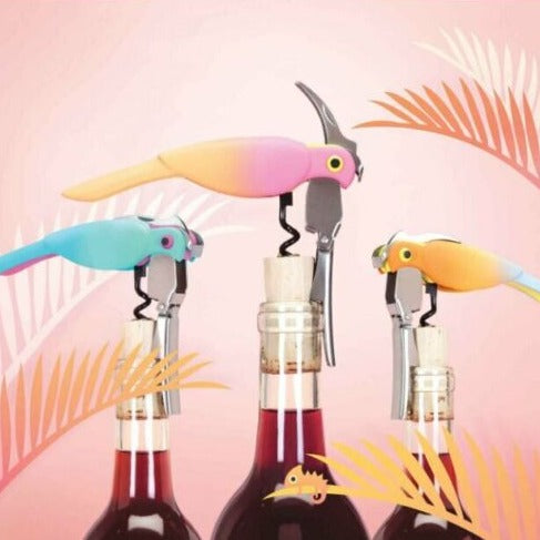 This whimsical, parrot-shaped corkscrew is not only fun but also incredibly functional. Featuring a serrated foil cutter, a bottle opener, a non-stick worm, and a double-hinged arm, it ensures that opening wine bottles is effortless and efficient.
