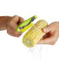 One perfect corn tool lifts the silk and cuts the kernels effortlessly off the cob. The curved blade is more efficient than using a knife. Easily peel off multiple rows of corn in one motion. Comes with a safety sheath for storage.