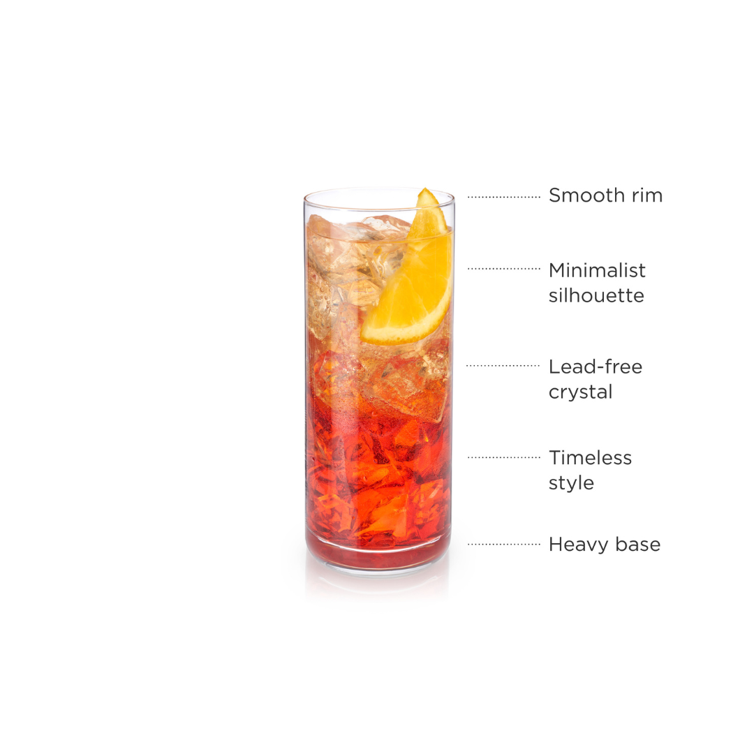 Timeless and versatile, these highball glasses are perfect for cocktails that require an unimpeded view, such as a tequila sunrise or classic mojito. A modern, subtly refined highball glass creates a striking presentation that is impossible to match. These essential pieces of glassware let the drink speak for itself.