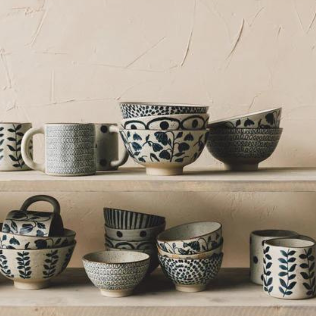 Hand Painted stoneware element bowl collection.