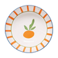 Ceramic plate with a pineapple design and colorful border on a white background