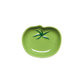 Green ceramic dish with a leaf design on a white background