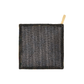 Black woven pouch with a wooden stick on a white background