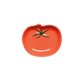 Tomato-shaped plate with a green stem on a white background