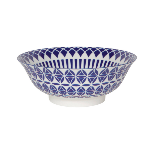 Blue and white pattern stamped bowl