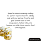 Text describing a romantic evening with Ina Garten-inspired meals and a glass dessert on a white background.