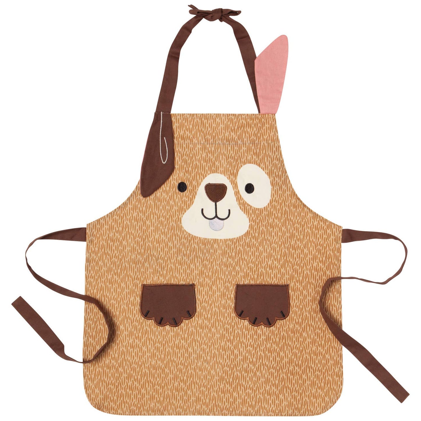 Children's apron with a dog design on a white background