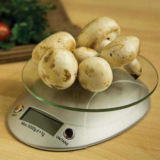 The Fox Run Digital Kitchen Scale offers precise weight measurements in pounds, grams, kilograms, and ounces, accurate to one decimal point. Designed with a durable ABS plastic body and a removable glass tray, it ensures easy cleaning and convenience.