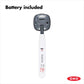 Back of digital thermometer showing batter included.