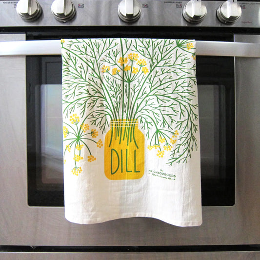 Our dill herb towel will freshen up your kitchen and brighten your everyday. The dillightful design is sure to make you smile.  Made from 100% flour sack cotton, our Beet It dish towel will only get softer and more absorbent over the years in your kitchen. This generously sized dish towel can handle small and big tasks in the kitchen as well as household chores.