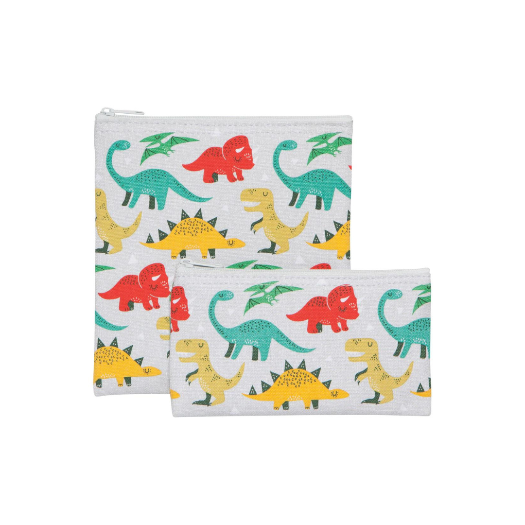  set of two snack bags feature a dinosaur pattern 