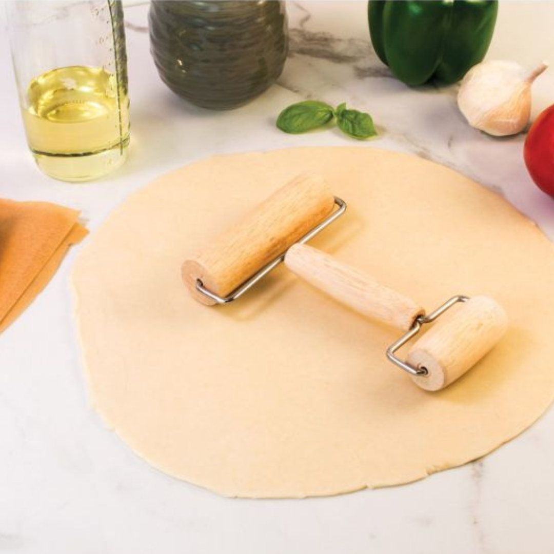 The Double Dough Roller is the perfect tool for baking, with a large roller for quick spreading and a small roller for smoothing edges. It's made of durable materials and is easy to clean. A must-have for every baker!