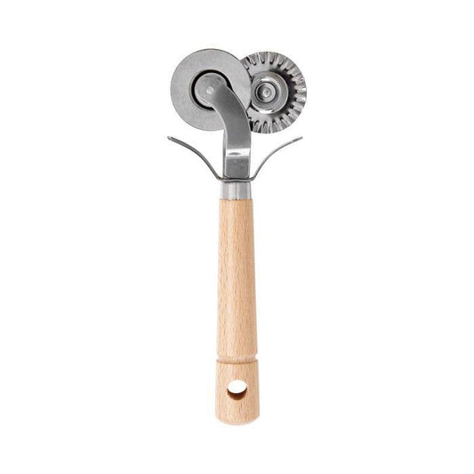 Roller tool with wooden handle on a white background