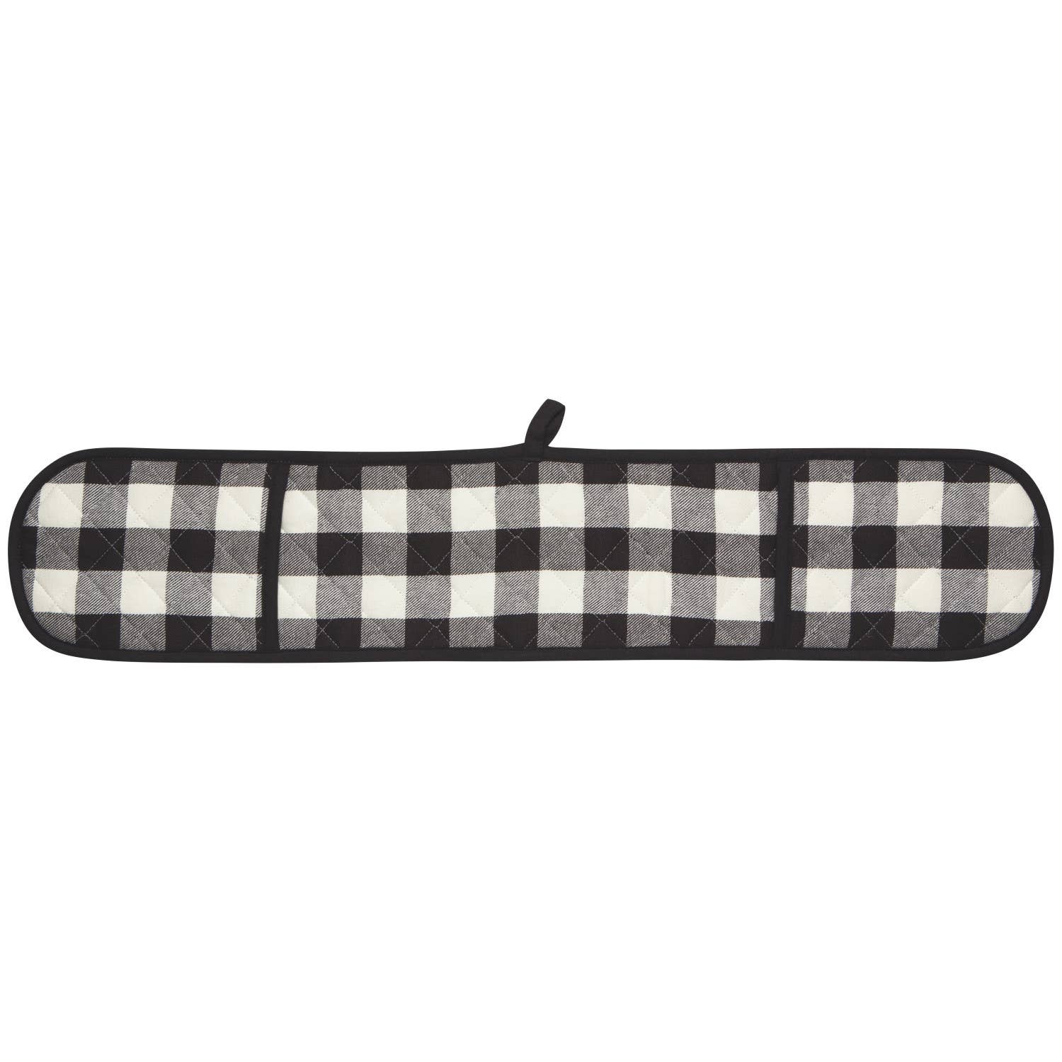 Black and white checkered oven mitt  on a white background