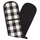 Black and white checkered oven mitt on a white background