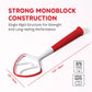 Red and white kitchen tool with text highlighting strong monoblock construction on a white background