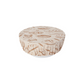 A beige cotton bowl cover with a bread loaf pattern, designed to fit over a bowl to allow dough to rise.