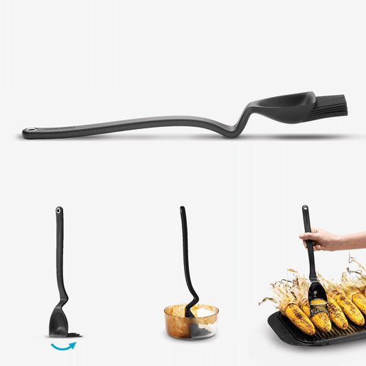 BBQ Brizzle is a silicone basting brush that scoops up sauce, drizzles to baste on or off the grill, and sits up with no drips. No more mess - just a Brizzle of love for your best-grilled dishes. Let the summer (and grilling) season begin!