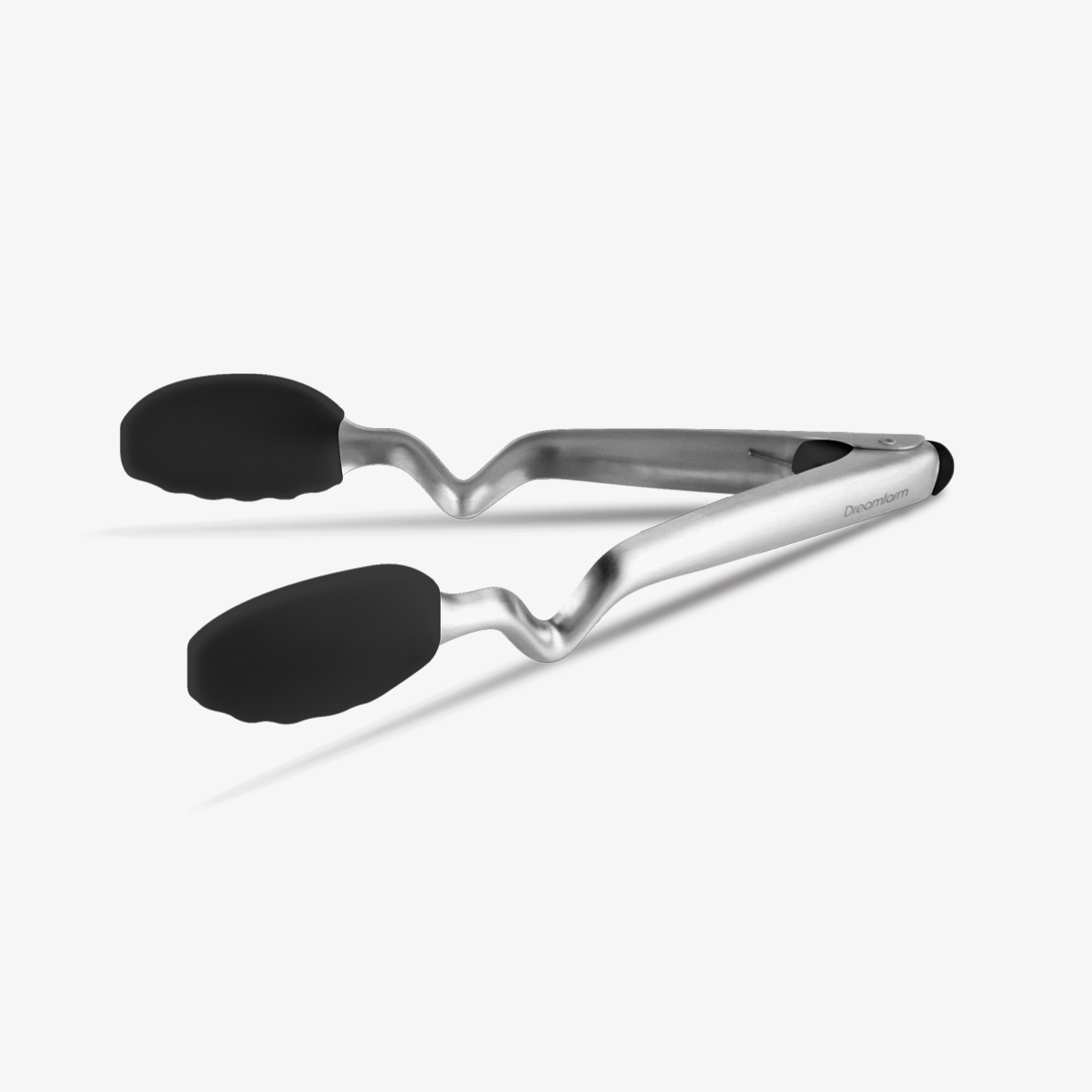 The ultimate all-in-one flipping, mixing and serving utensil is here with Dreamfarm's 12" Clongs Silicone Tongs in Black. These unique tongs stand out from the crowd and sit up on your counter with a C-shaped bend in the handle that keeps the tips pointed up to prevent messes.
