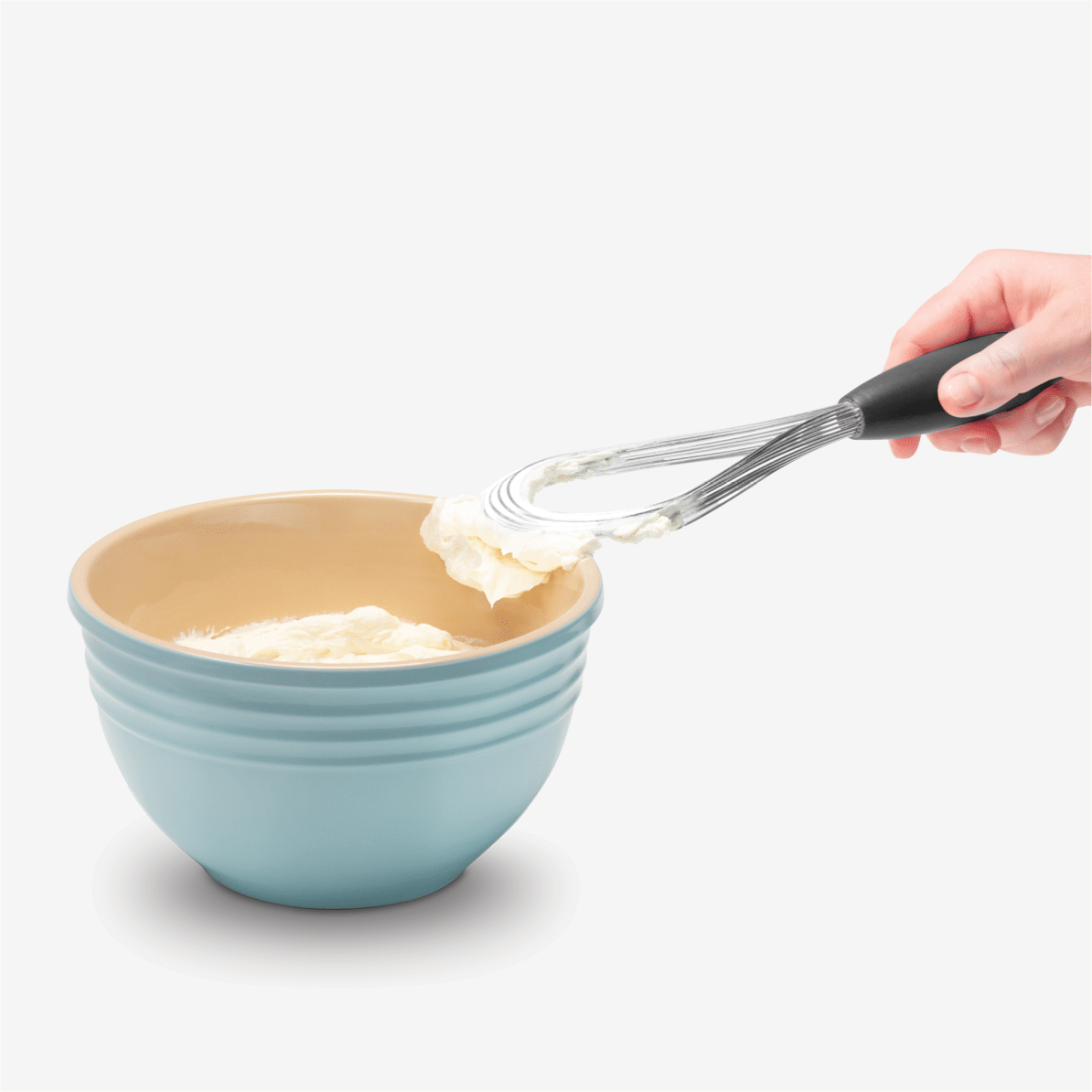 Flisk is a balloon whisk that twists to create three whisks from one. A half turn of Flisk’s ergonomic handle twists the 10 large, high-vibration wires into 3 distinct forms – a large balloon whisk for whipping, a sauce whisk for shallow liquids and gravy, and a flat whisk for deglazing. Best of all, Flisk’s wires completely flatten for space-saving storage and easy cleaning in the dishwasher. Go on, it’s time to whisk it for the biscuit.