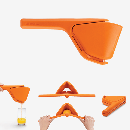 Big and easy for your orange squeezy! The Fluicer is an easy squeeze citrus juicer that folds completely flat for space-saving storage.&nbsp;<span data-mce-fragment="1">Two-handed sideways pivot operation provides increased leverage using the larger muscle groups of your arms instead of hands, requiring less effort than a traditional press.&nbsp;</span>