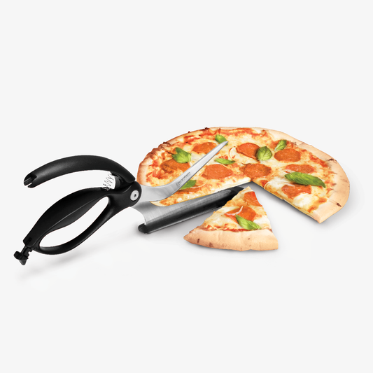 Scizza is the best thing since sliced bread itself. It’s a pizza cutter that perfectly slices any pizza, on any surface and can also be used to serve. Scizza has a clever spatula base that slides under your pizza so the blades don’t scratch your non-stick pans or dull on pizza stones (ahem, like a pizza wheel).