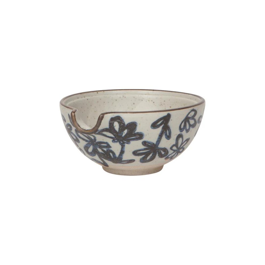 Element Stoneware hand painted Mixing Bowl in Daisy pattern