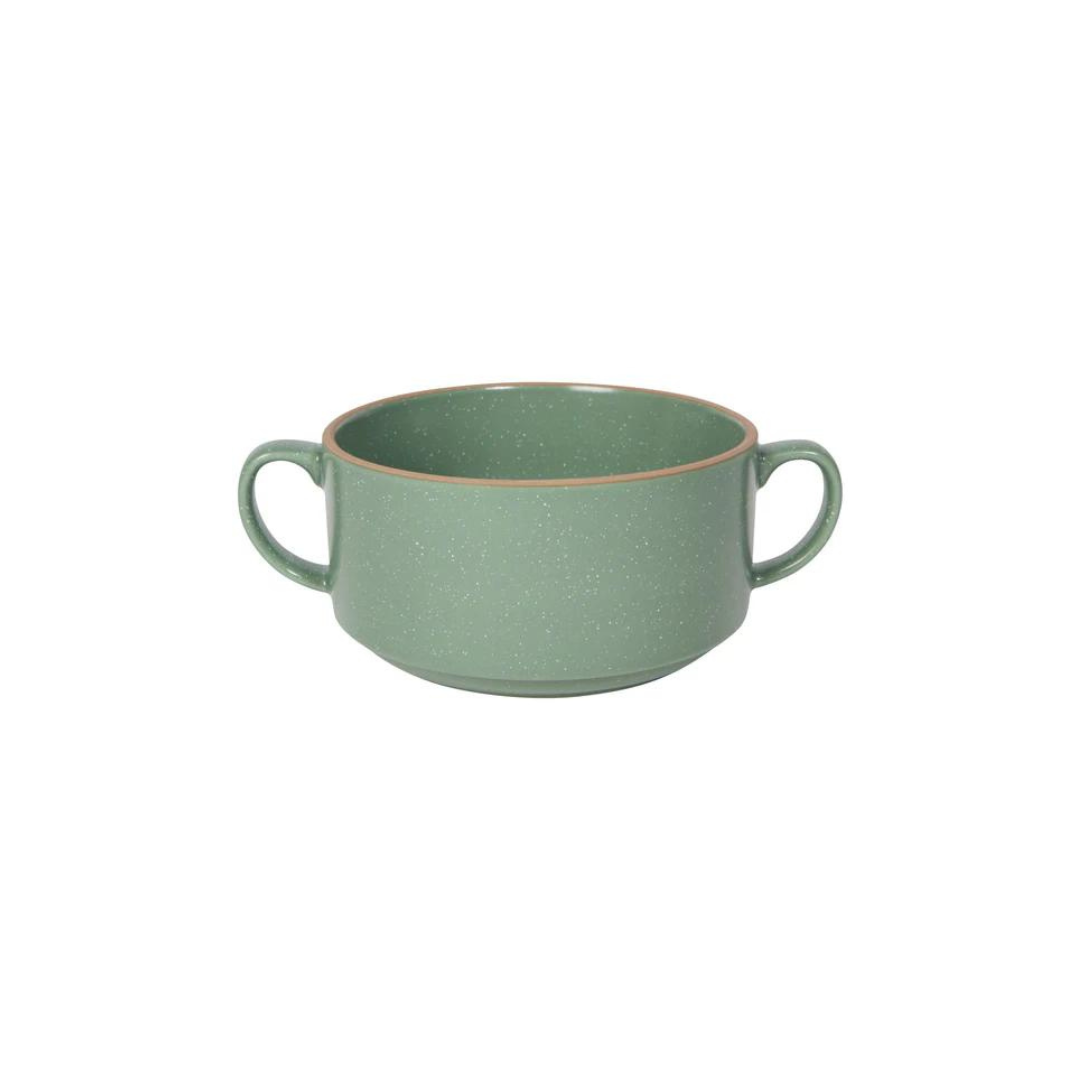 Soup Bowl in Elm Green, where cozy meets stylish! This delightful bowl, with its calming green hue and convenient side handles