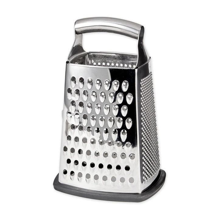 The RSVP Endurance Deluxe Cheese Grater, the ultimate tool for all your grating and slicing needs. This deluxe grater is designed to make your kitchen tasks a breeze. It features three grating surfaces, allowing you to choose the perfect texture for your cheese, vegetables, or other ingredients. Additionally, it comes with a slicing edge for added versatility.